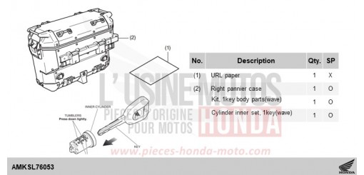 KIT,R PANNIER CASE (AL) CRF1100D3R de 2024